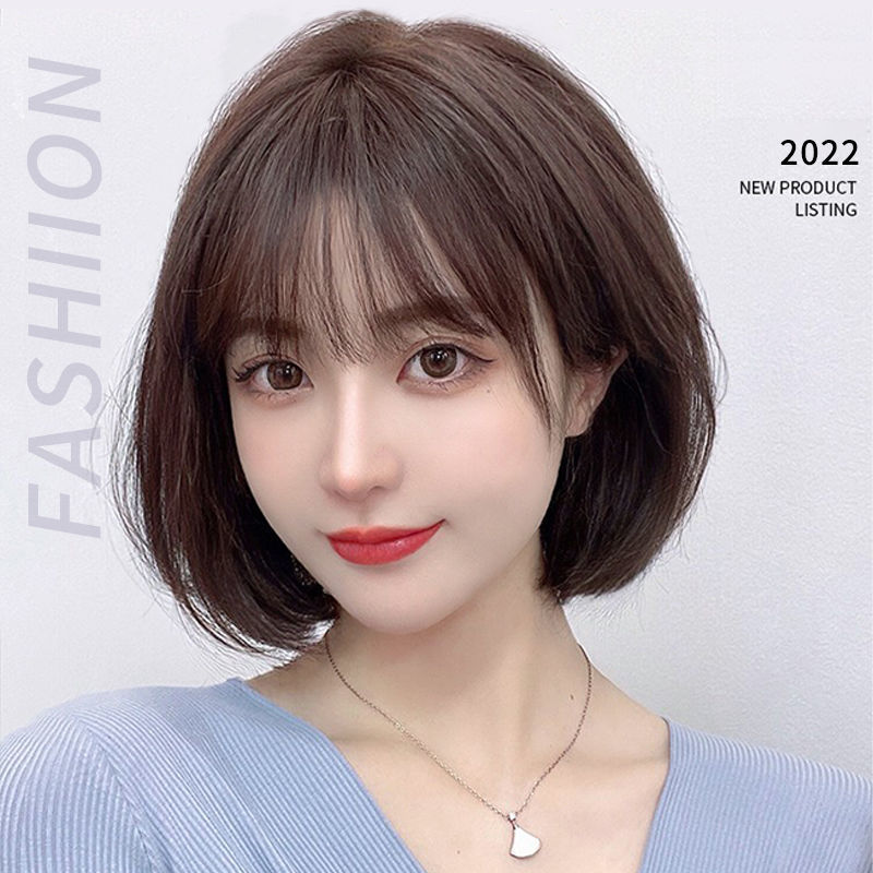 网红波波头短发人发全头套自然圆脸短bobo头减龄款全头头套