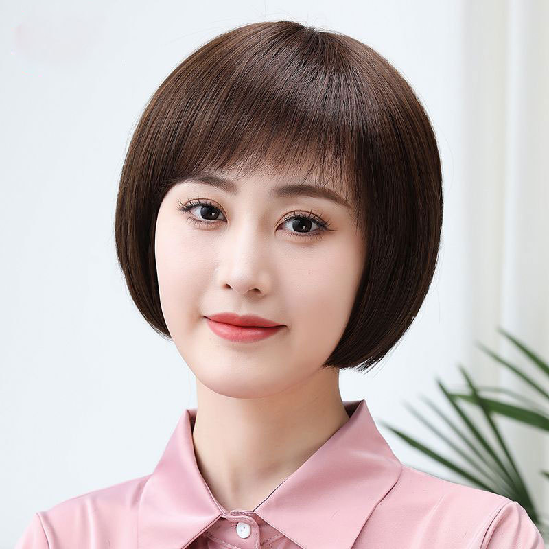 假发女短发直发中老年真发波波头送妈妈自然真人发丝批发遮盖白发