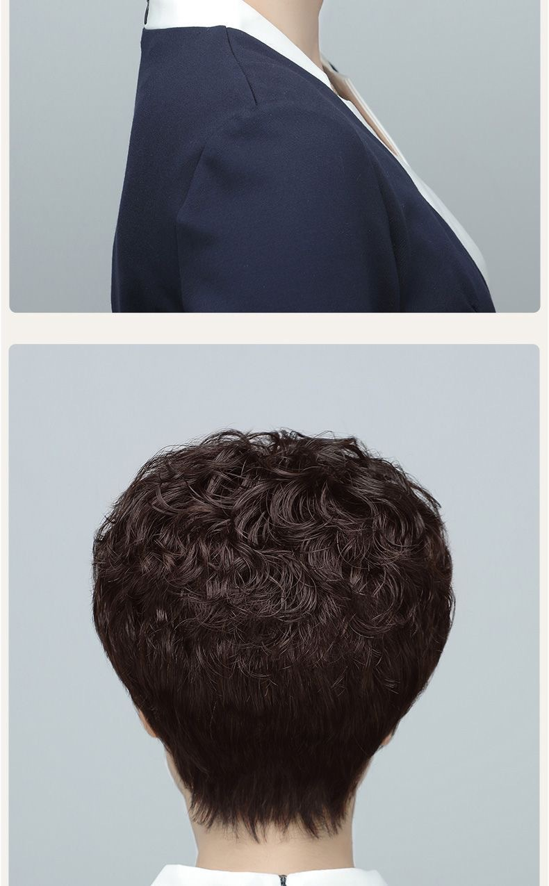 假发真发真人发女全头套全手织短卷发中老年妈妈发套自然真头发