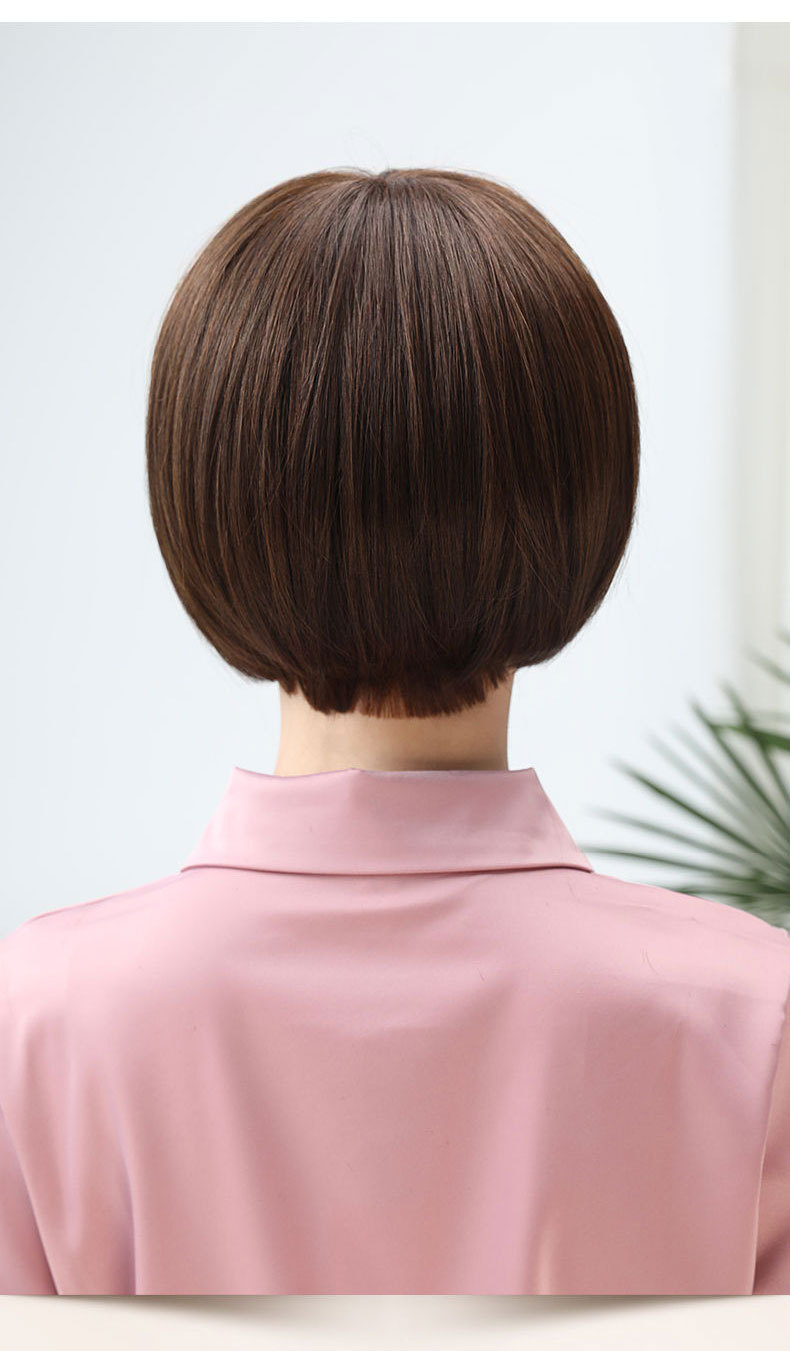 假发女短发直发中老年真发波波头送妈妈自然真人发丝批发遮盖白发