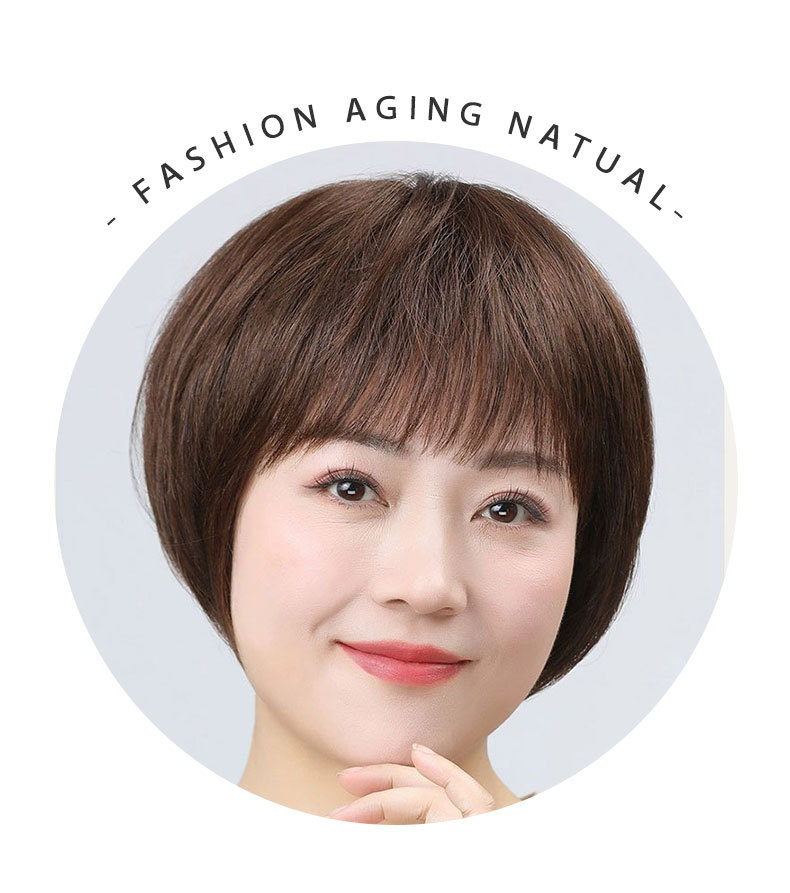【送给妈妈】假发女短发全头套真人发丝中老年短波波直发型逼真妈妈款减龄