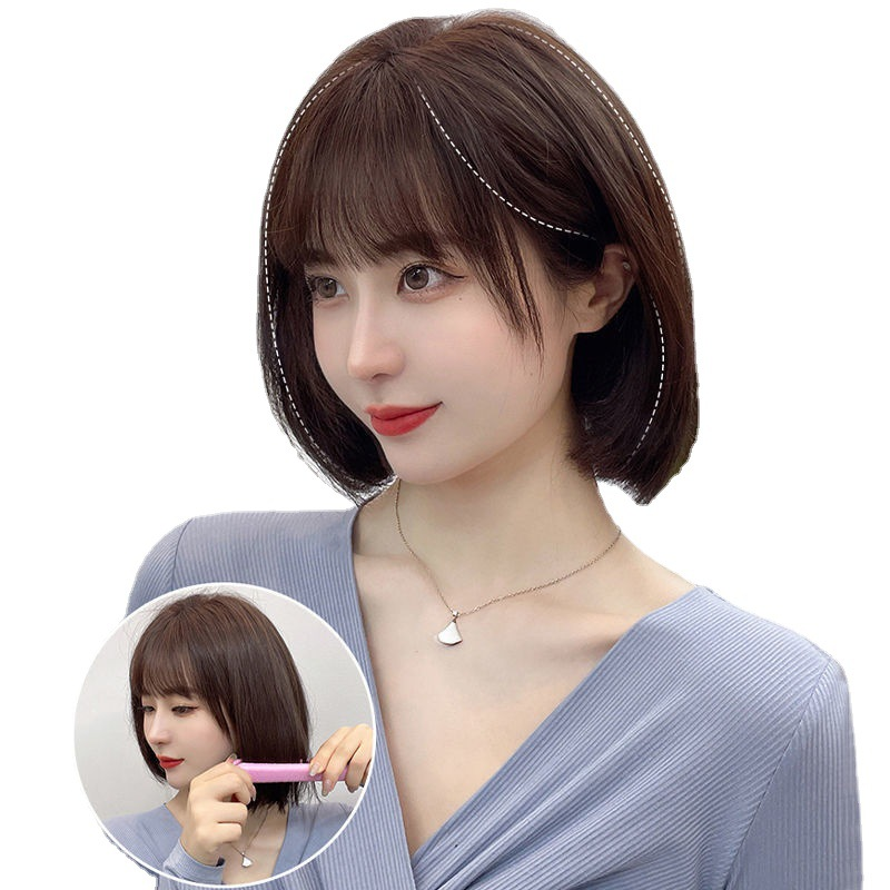 网红波波头短发人发全头套自然圆脸短bobo头减龄款全头头套
