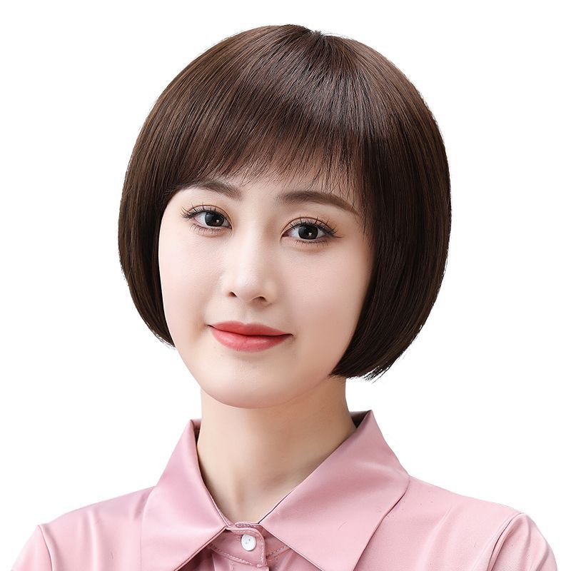 假发女短发直发中老年真发波波头送妈妈自然真人发丝批发遮盖白发