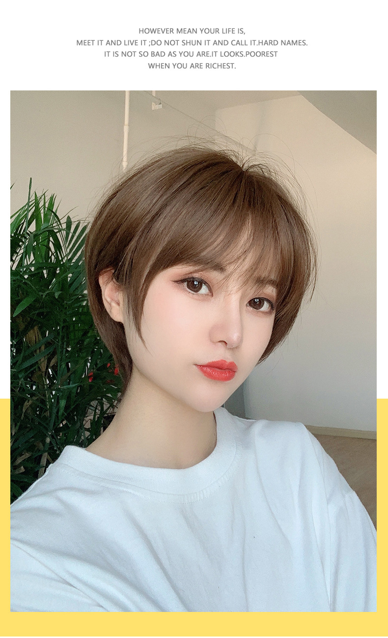 假发女真人发丝自然蓬松短直发减龄网红波波头整顶假发套短发