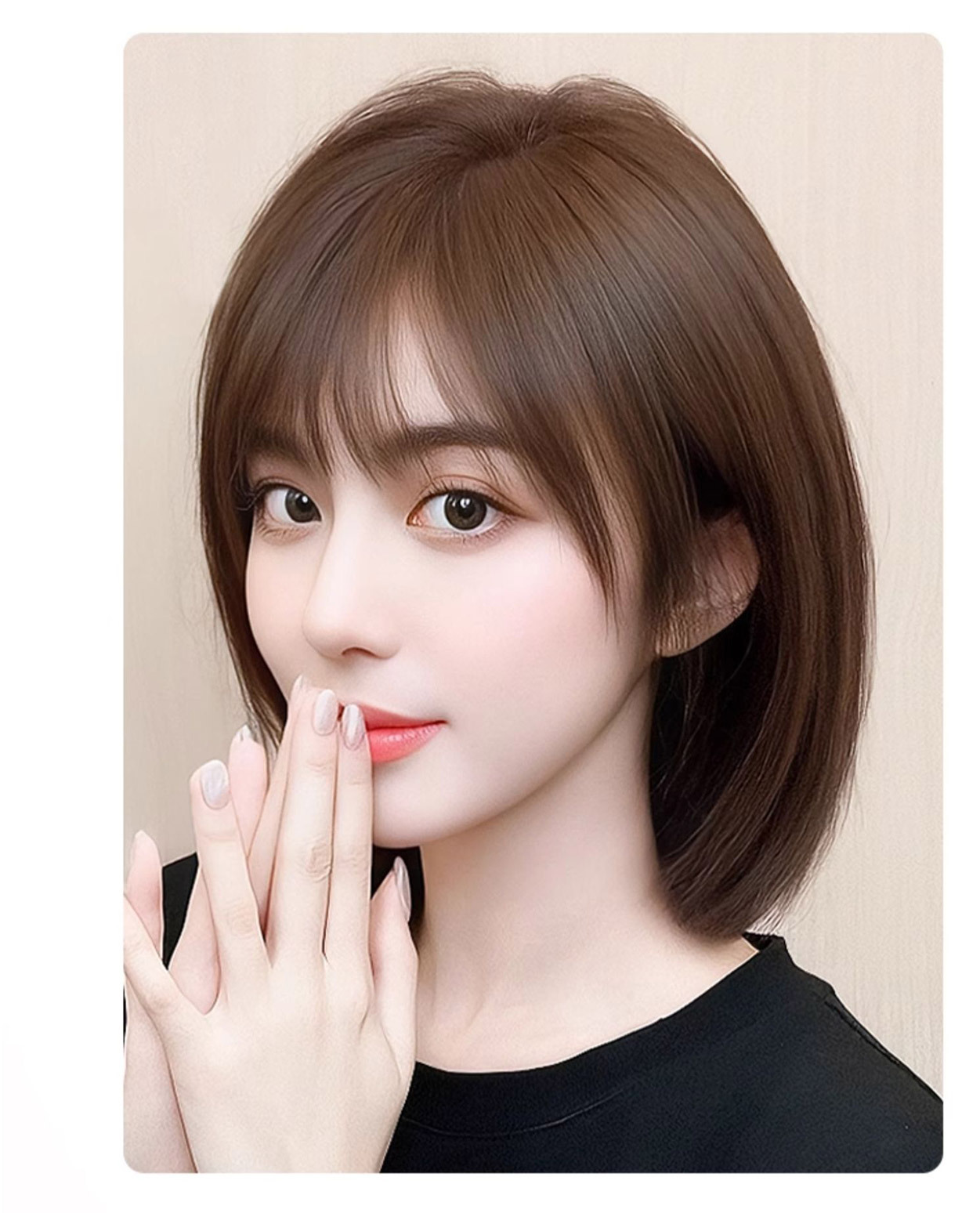 假发套短发女全头套真发全真人发丝自然减龄波波头女士全真发假发