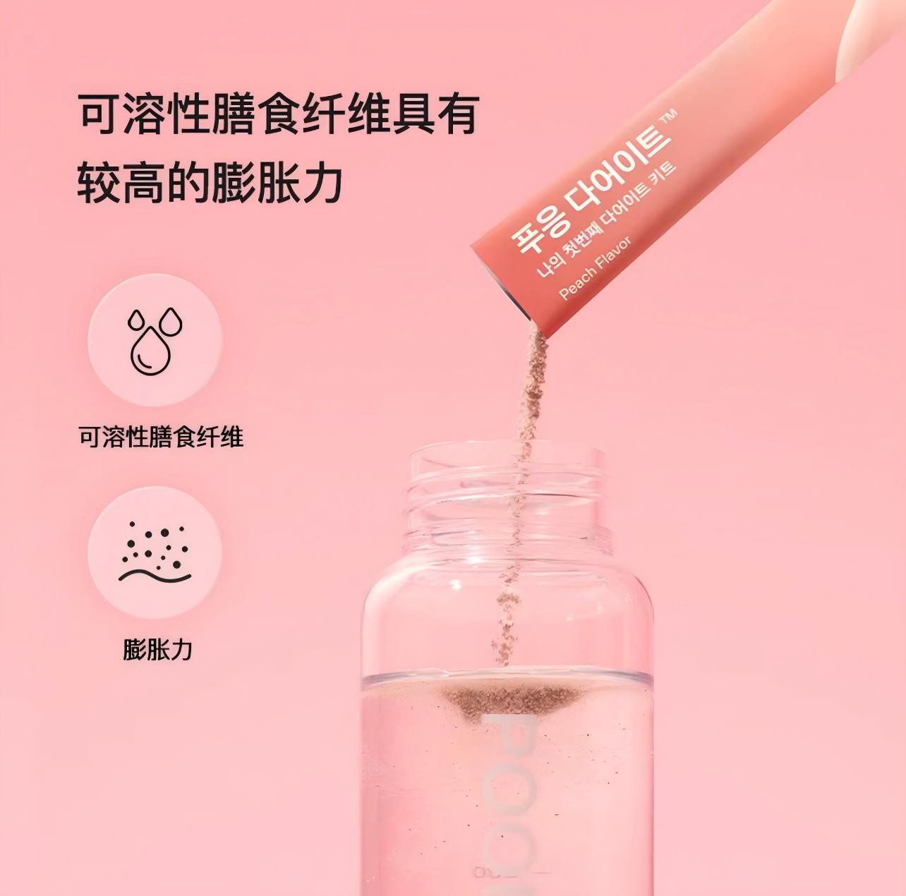 蒂拜佳车前子膳食纤维粉韩国冲饮水蜜桃味6g*20条/盒【5盒】