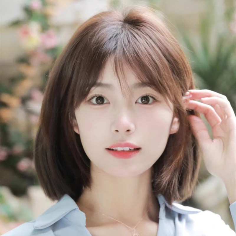 假发全真发 气质波波头女短发锁骨中长发逼真 真人发头套现货批发