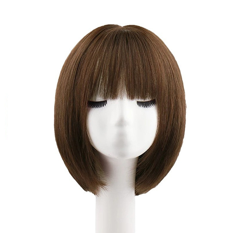 假发全真发 气质波波头女短发锁骨中长发逼真 真人发头套现货批发