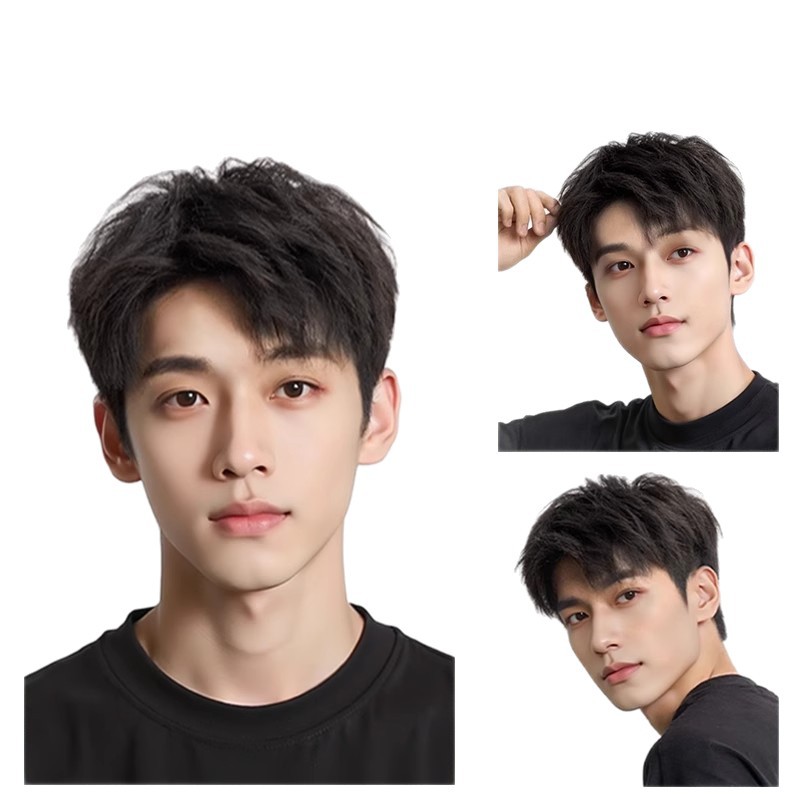 假发男韩版帅气男生微分纹理烫男士自然无痕帅气真发头