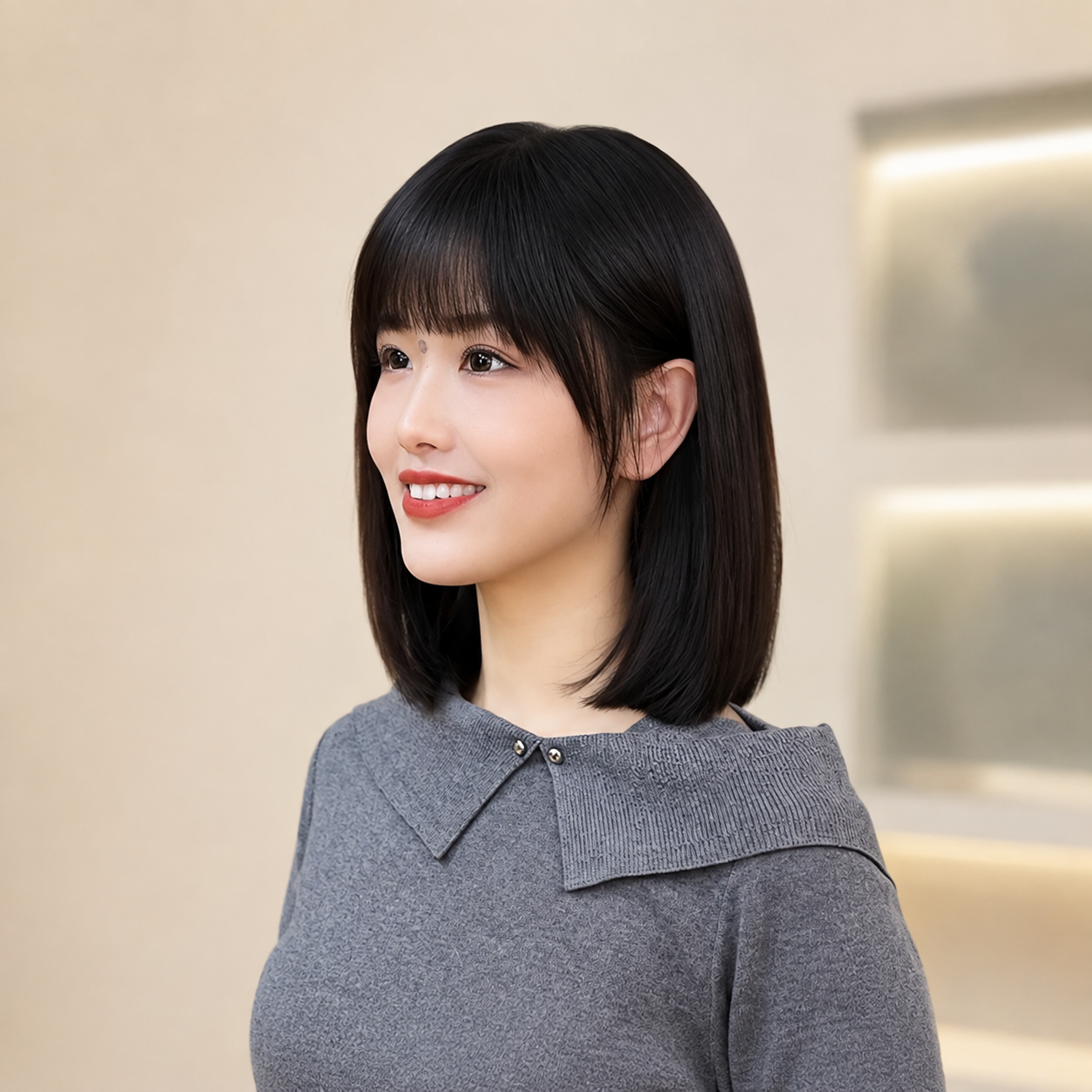 齊瀏海自然順直中長髮 商品圖片 3