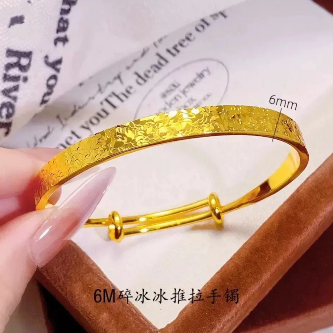 銅合金手鐲 新中式時尚碎冰冰推拉手鐲輕奢氣質高級可調節手環女