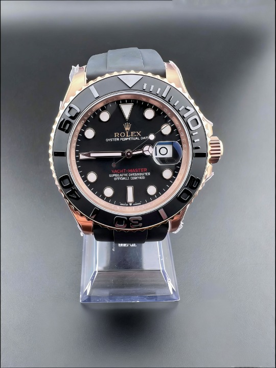 CLEANクリーン工場ROLEXロレックス ヨットマス ター40 126655 ローズゴールド プラック文字盤 ラバープレスレット 1:1精度
