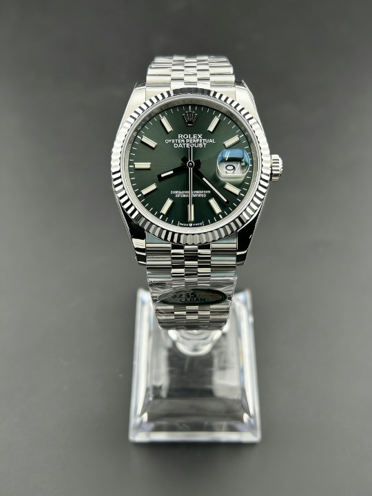CLEANクリーン工場 ROLEXロレックスデイトジ グリーン文字盤 プラチナフ ャスト126234 36mm ルーテッドベゼル ジュビリープレスレット 1:1精 度