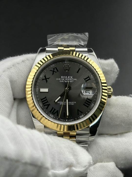 CLEANクリーン工場 ROLEXロレックスデイトジ ャスト126333 41mmコンビイエローゴールド ス レートローマ ウィンブルドンダイヤル ジュビリ ープレスレット 1:1精度