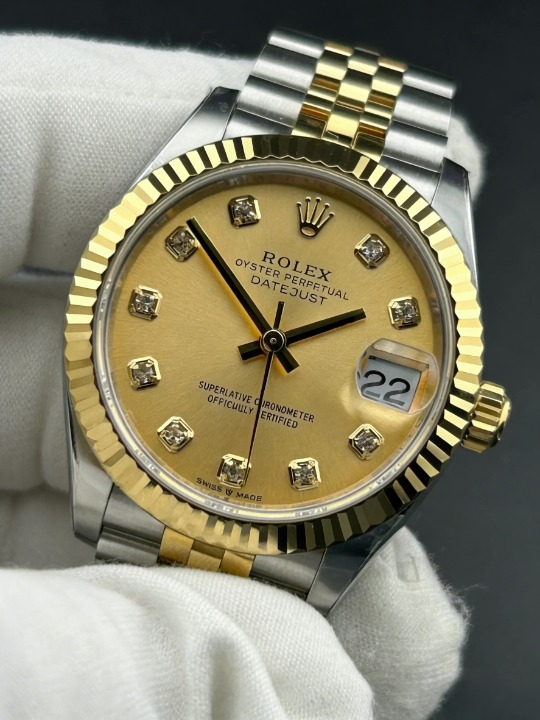 CLEANクリーン工場 ROLEXロレックスレディデ イトジャスト コンビゴールド278273 31mmダイ ヤモンド目盛り イエローゴールド文字盤 フルーテ ッドベゼル ジュビリープレスレット 1:1精度