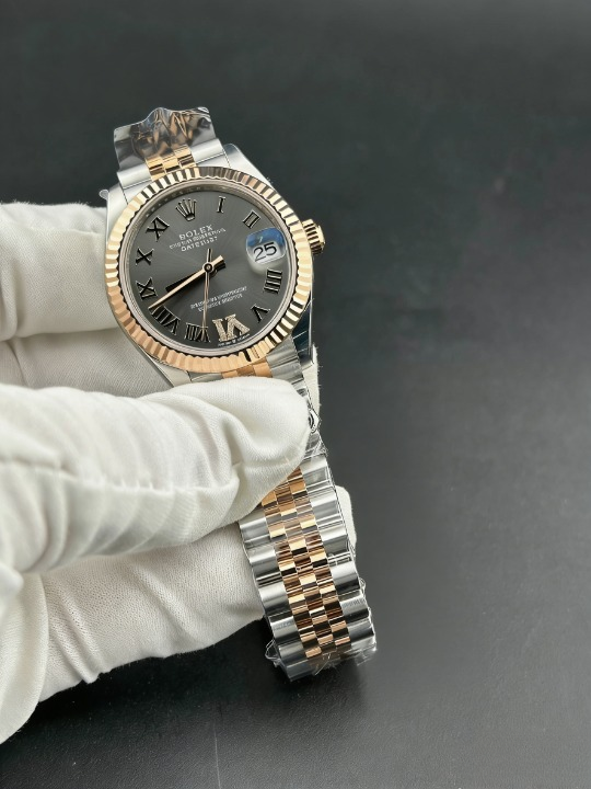 CLEANクリーン工場 ROLEXロレックス レディ ラデ イトジャスト コンビローズゴールド278271 31m mローマン目盛り グレー文字盤 フルーテッドベゼ ル ジュビリープレスレット 1:1精度