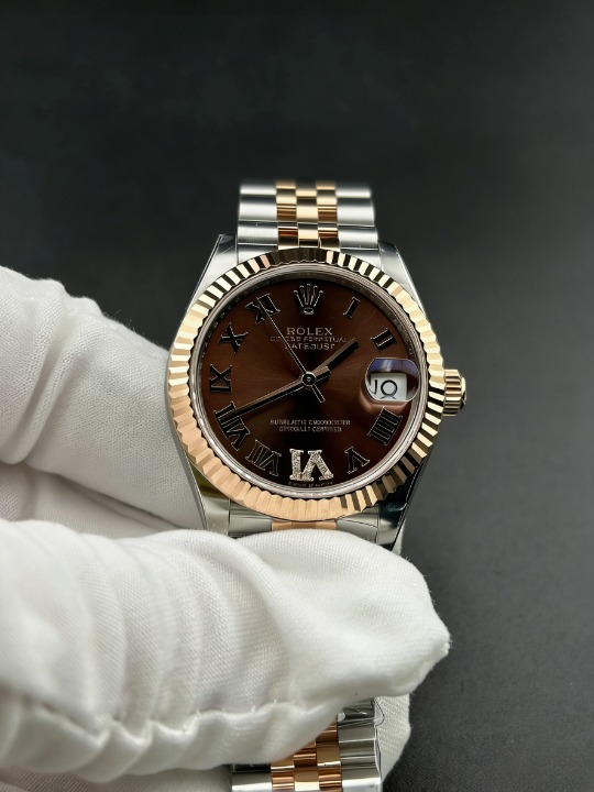 CLEANクリーン工場 ROLEXロレックスレディデ イトジャスト コンピローズゴールド278271 31m mローマン目盛り チョコレート文字盤 フルーテッ ドベゼル ジュビリープレスレット 1:1精度