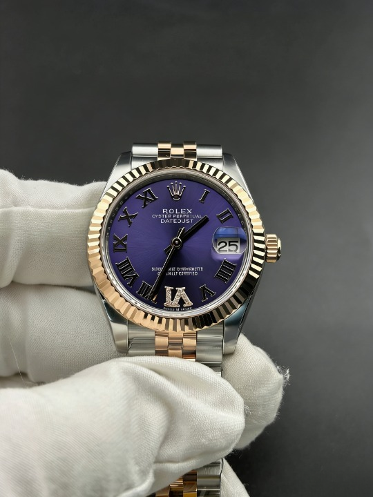 CLEANクリーン工場 ROLEXロレックスレディデ イトジャスト コンビローズゴールド278271 31m mローマン目盛り パープル文字盤 フルーテッドベ ゼル ジュビリープレスレット  1:1精度