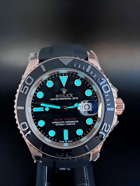 CLEANクリーン工場ROLEXロレックス ヨットマス ター40 126655 ローズゴールド プラック文字盤 ラバープレスレット 1:1精度