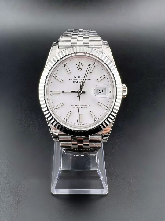 CLEANクリーン工場  ROLEXロレックスデイトジ ャスト126334 41mmホワイト文字盤 ブルーテッド ベゼル ジュビリープレスレット 1:1精度