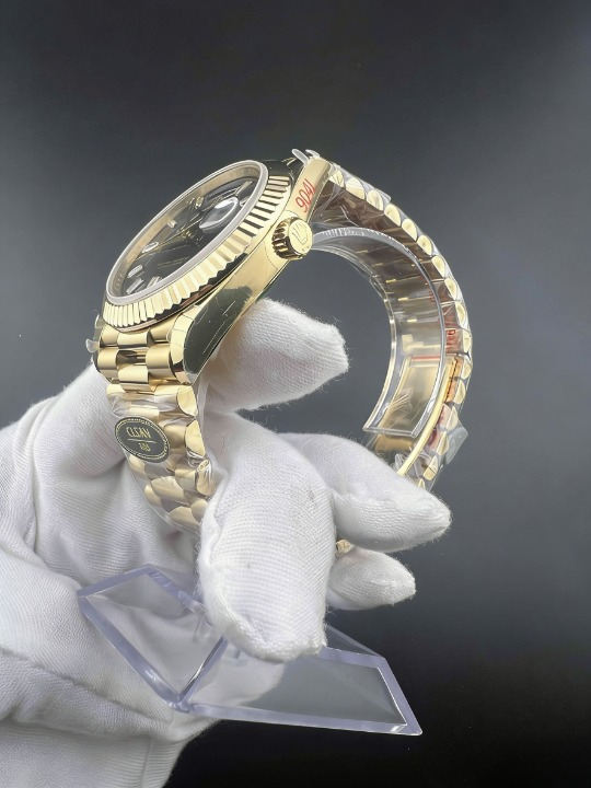 CLEANクリーン工場 ROLEXロレックスデイデイ ト  イエローゴールド228238  40mmダイヤ目盛り ブラック文字盤 フルーテッドベゼル プレジデント プレスレット 1:1精度