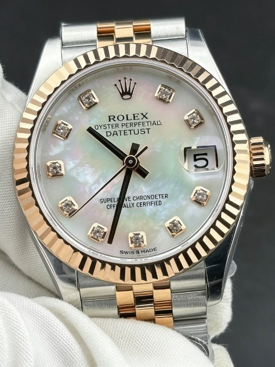 CLEANクリーン工場 ROLEXロレックスレディデ イトジャスト コンビローズゴールド278271 31m mマザーオブパール文字盤 フルーテッドベゼル ュビリープレスレット 1:1精度