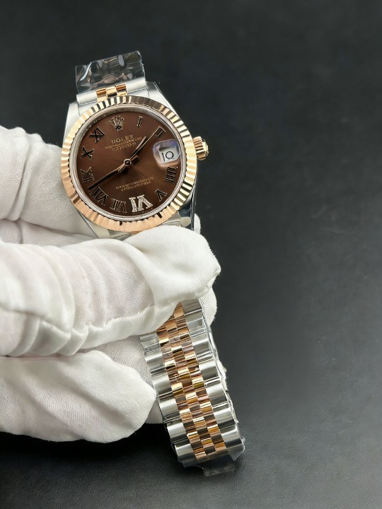 CLEANクリーン工場 ROLEXロレックスレディデ イトジャスト コンピローズゴールド278271 31m mローマン目盛り チョコレート文字盤 フルーテッ ドベゼル ジュビリープレスレット 1:1精度