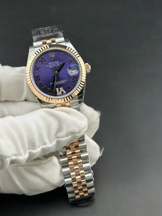 CLEANクリーン工場 ROLEXロレックスレディデ イトジャスト コンビローズゴールド278271 31m mローマン目盛り パープル文字盤 フルーテッドベ ゼル ジュビリープレスレット  1:1精度