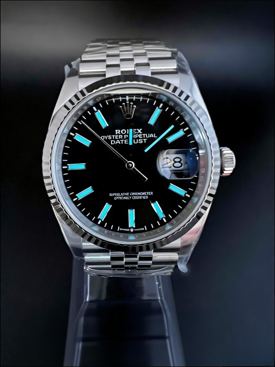 CLEANクリーン工場 ROLEXロレックスデイトジ ャスト126234 36mm ブラック文字盤 プラチナフ ルーテッドベゼル ジュビリープレスレット 1:1精 度