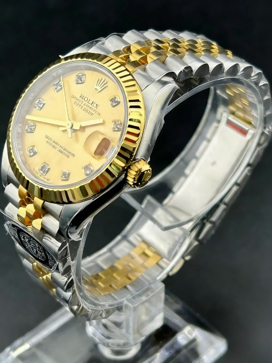 CLEANクリーン工場 ROLEXロレックスレディデ イトジャスト コンビゴールド278273 31mmダイ ヤモンド目盛り イエローゴールド文字盤 フルーテ ッドベゼル ジュビリープレスレット 1:1精度