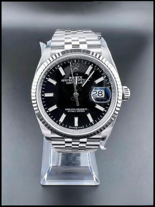 CLEANクリーン工場 ROLEXロレックスデイトジ ャスト126234 36mm ブラック文字盤 プラチナフ ルーテッドベゼル ジュビリープレスレット 1:1精 度