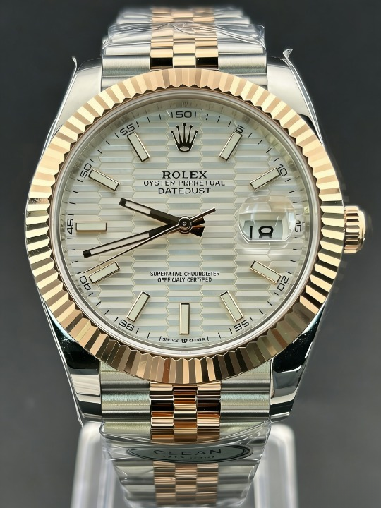 CLEANクリーン工場 ROLEXロレックスデイトジ ャスト126331 41mmコンビローズゴールド  シルバ ーフルーテッドモチーフダイヤル ジュビリープレ スレット 1:1精度