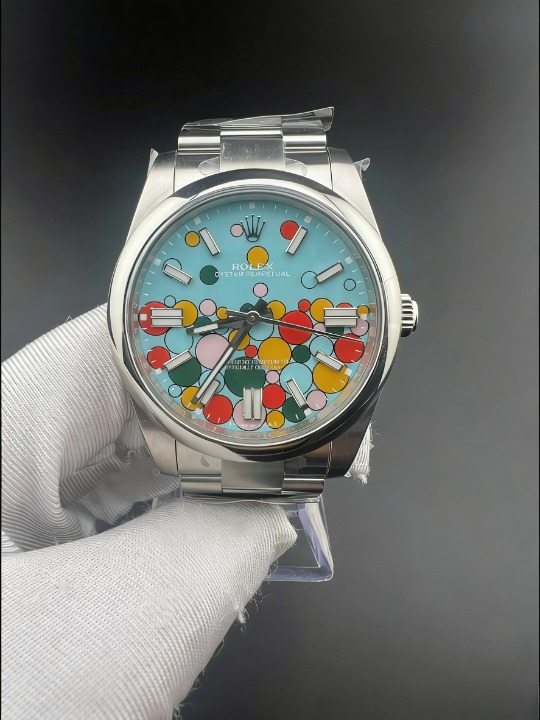 CLEANクリーン工場  ROLEXロレックス オイス ターパーペチュアル124300 セレブレーシ 41mm ョンモチーフ文字盤 オイスタースチール 1:1精度度
