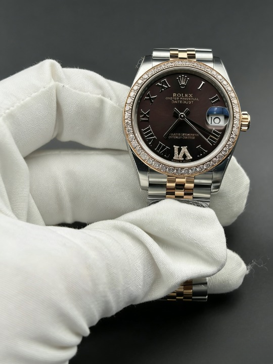 CLEANクリーン工場 ROLEXロレックスレディデ イトジャスト  コンビローズゴールド278271 31m mローマン目盛り チョコレートプラウン文字盤 ダイヤモンドベゼル ジュビリープレスレット 1:1 精度