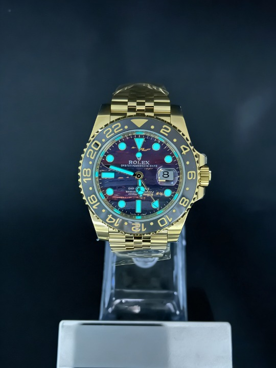 CLEANクリーン工場 ROLEXロレックスGMTマス ター ll イエローゴールド40mm 126718GRNR プ ラック/グレーベゼル タイガーアイアン文字盤 1:1精 度