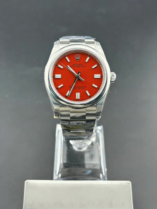 CLEANクリーン工場  ROLEXロレックス オイス ターパーペチュアル126000 36mm  レッド文字盤 オイスタースチール 1:1精度