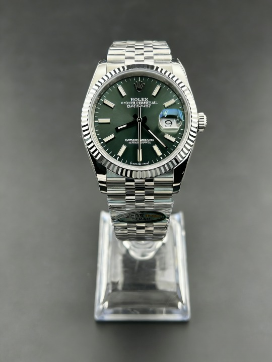 CLEANクリーン工場 ROLEXロレックスデイトジ グリーン文字盤 プラチナフ ャスト126234 36mm ルーテッドベゼル ジュビリープレスレット 1:1精 度