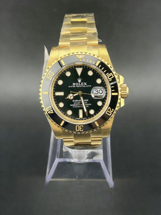 CLEANクリーン工場 ROLEXロレックスサブマリ ーナデイト40mm 116618LN ゴールド ブラック文 字盤 1:1級