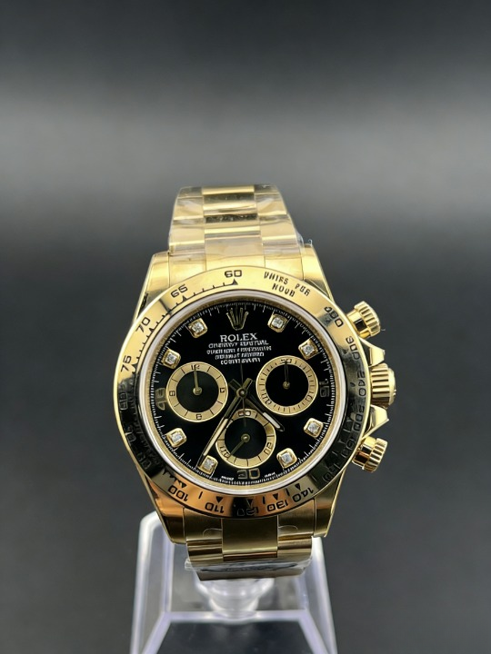 CLEANクリーン工場ROLEXロレックス デイトナ 116508 イエローゴールド ダイヤモンドインデッ クス ブラック文字盤 cal.41301:1精度