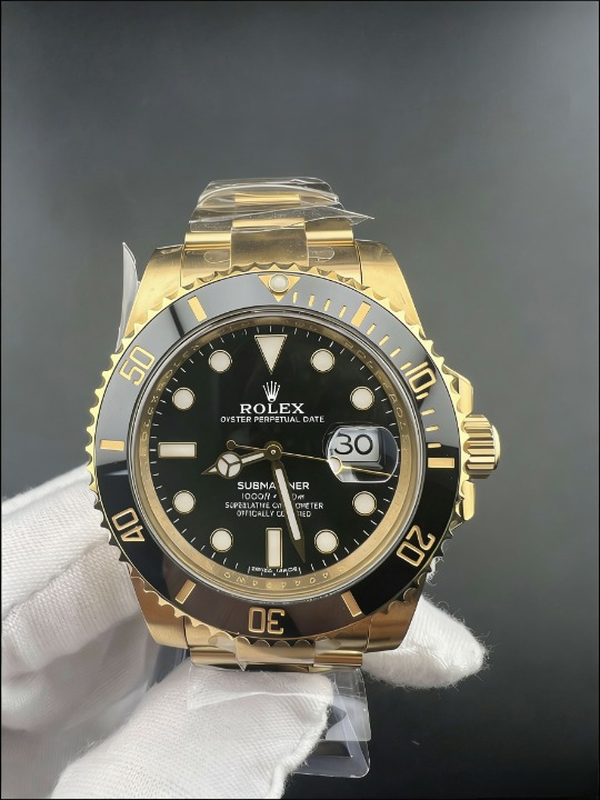 CLEANクリーン工場 ROLEXロレックスサブマリ ーナデイト40mm 116618LN ゴールド ブラック文 字盤 1:1級