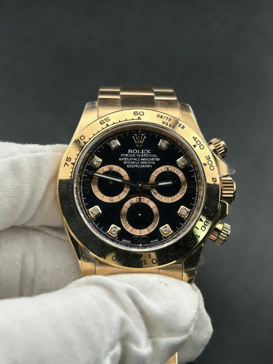 CLEANクリーン工場ROLEXロレックス デイトナ ローズゴールド  ダイヤモンドインデック 116505 ス ブラック文字盤 cal.4130 1:1精度