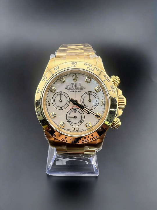 CLEANクリーン工場ROLEXロレックスデイトナ 116528 イエローゴールド 天然マザーオプパール 文字盤 ダイヤモンド目盛り cal.41301:1精度