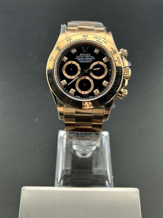 CLEANクリーン工場ROLEXロレックス デイトナ ローズゴールド  ダイヤモンドインデック 116505 ス ブラック文字盤 cal.4130 1:1精度