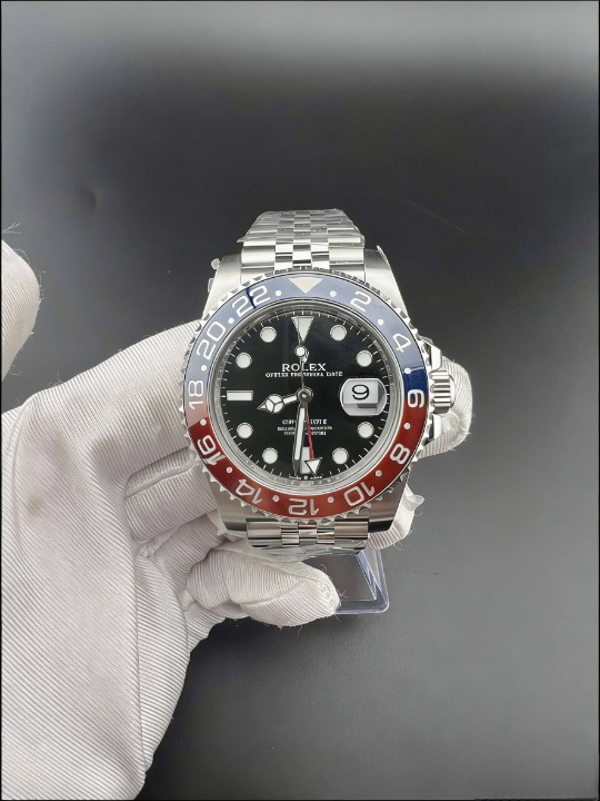 CLEANクリーン工場ROLEXロレックスGMTマスタ ー 1140mm 126710BLRO 赤青ペプシベゼル ブラッ ク文字盤 1:1精度