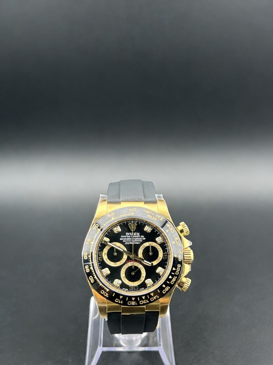 CLEANクリーン工場ROLEXロレックス デイトナ 116518LN ゴールド ダイヤモンド目盛り ブラッ ク文字盤 ラバーベルト cal.4130 1:1精度