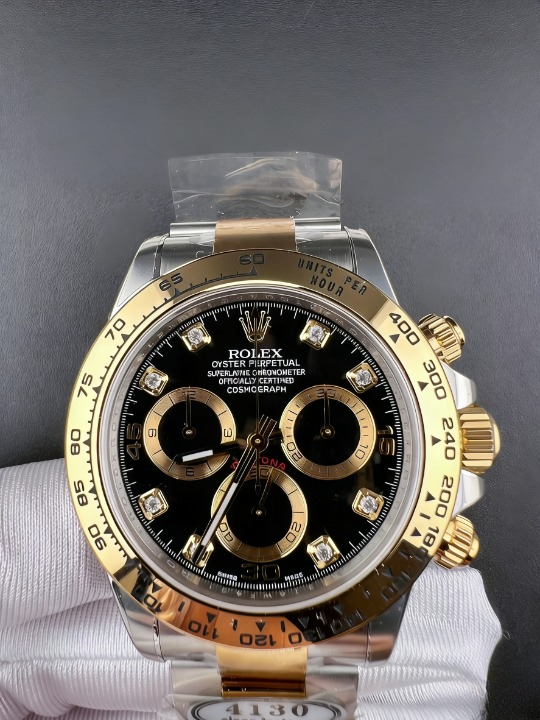 CLEANクリーン工場ROLEXロレックスデイトナ 116503 コンビゴールド ダイヤモンドインデック ス プラック文字盤 cal.4130 1:1精度