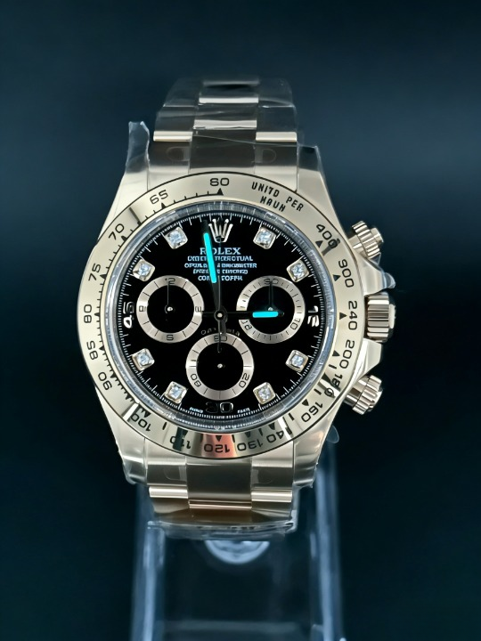 CLEANクリーン工場ROLEXロレックス デイトナ ローズゴールド  ダイヤモンドインデック 116505 ス ブラック文字盤 cal.4130 1:1精度