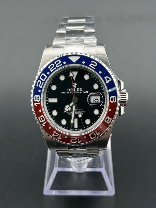 CLEANクリーン工場ROLEXロレックスGMTマスタ ー 1140mm 126710BLRO 赤青ペプシベゼル ブラッ ク文字盤 オイスターバンド 1:1精度