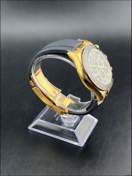 CLEANクリーン工場ROLEXロレックス デイトナ 116518LN ゴールド ダイヤモンド目盛り ブラッ ク文字盤 ラバーベルト cal.4130 1:1精度