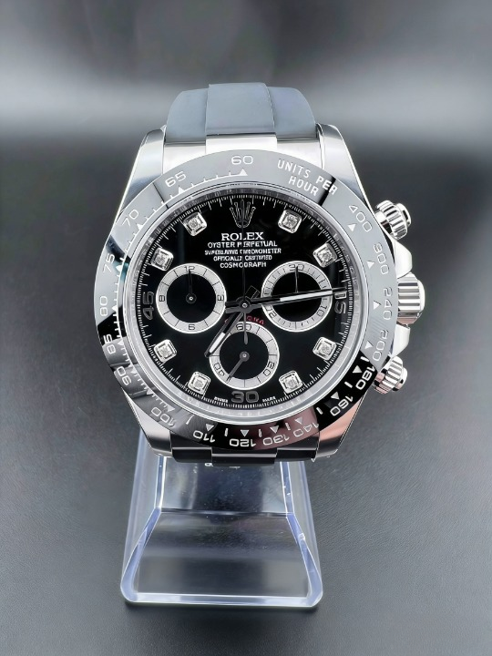 CLEANクリーン工場ROLEXロレックス デイトナ 116519LNダイヤモンド入り ブラック文字盤 cal.4130 1:1精度